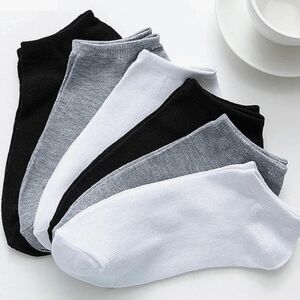 6 Pairs | Low Cut Ankle Socks | Women | Men | Black | Gray | White